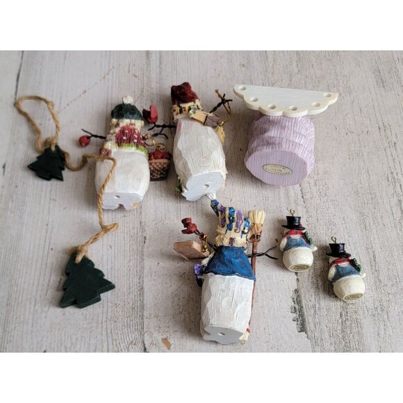 Snowman rustic variety birdhouse apple ornament Xmas set - Picture 6 of 6